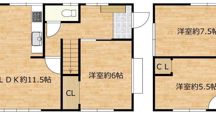熊本市東区長嶺東4丁目　2階建　3LDK